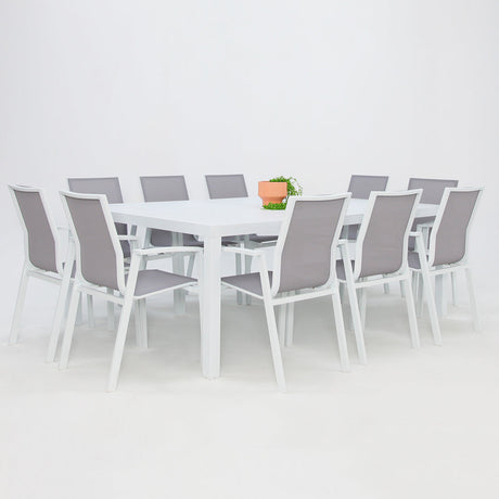 Queensville 11pc Deluxe Dining Setting - White