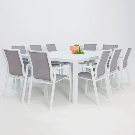 Queensville 11pc Deluxe Dining Setting - White