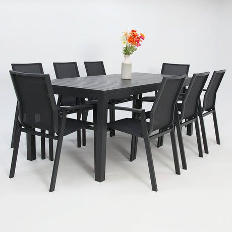 Queensville 9pc Deluxe Dining Setting - Gunmetal