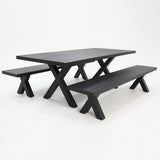 Ravenne 3pc Table and Bench Dining Setting - Black