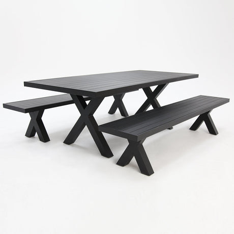 Ravenne 3pc Table and Bench Dining Setting - Black