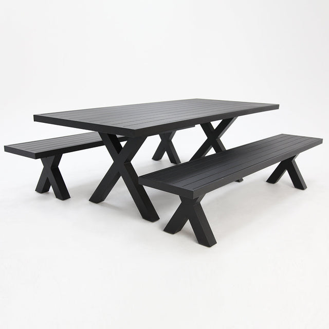 Ravenne 3pc Table and Bench Dining Setting - Black