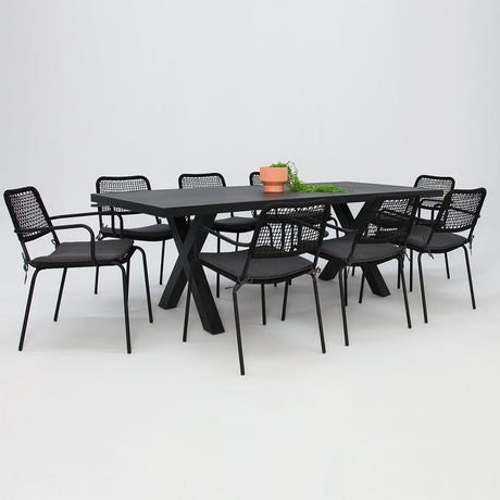 Ravenne Bahamas 9pc Dining Setting - Black