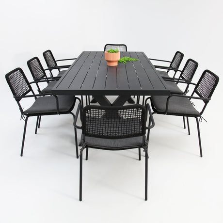 Ravenne Bahamas 9pc Dining Setting - Black