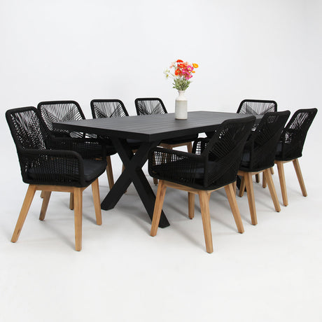 Ravenne Albenga 9pc Dining Setting - Black