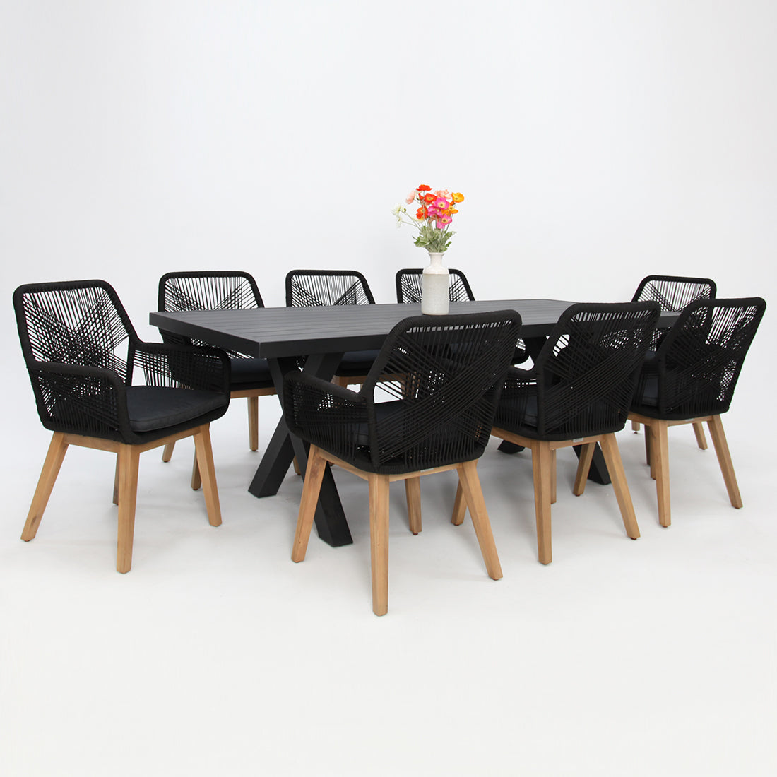 Ravenne Albenga 9pc Dining Setting - Black