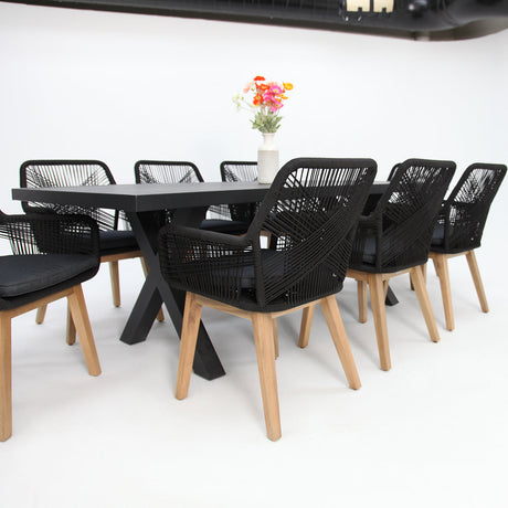 Ravenne Albenga 9pc Dining Setting - Black