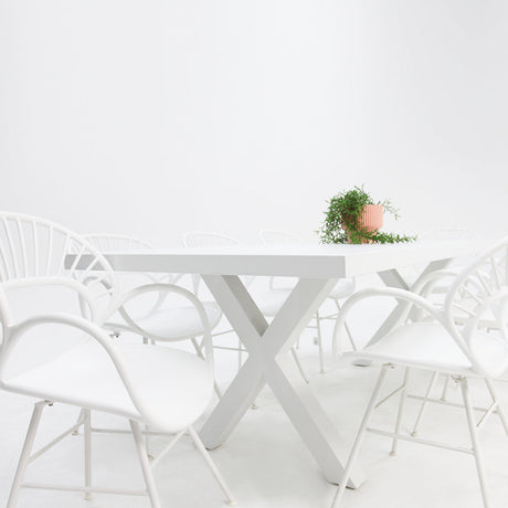 Ravenne Fantail 9pc Dining Setting - White