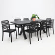 Ravenne Frankie 9pc Armchair Dining Set - Black
