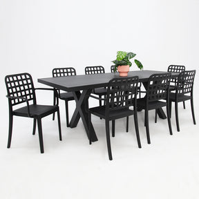 Ravenne Frankie 9pc Armchair Dining Set - Black