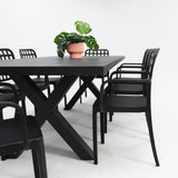 Ravenne Frankie 9pc Armchair Dining Set - Black