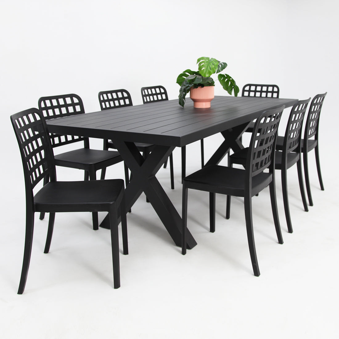 Ravenne Frankie 9pc Armless Dining Set - Black