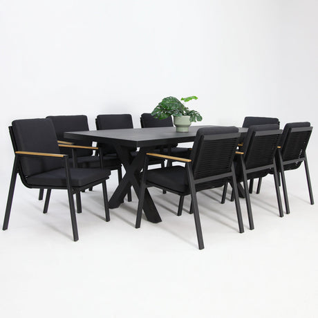 Ravenne Milton 9pc Dining Setting - Black
