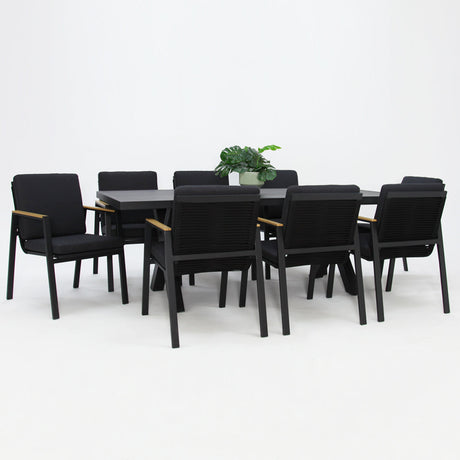 Ravenne Milton 9pc Dining Setting - Black