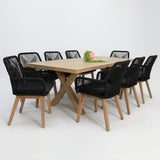 Ravenne Albenga 9pc Dining Setting - Natural/Black