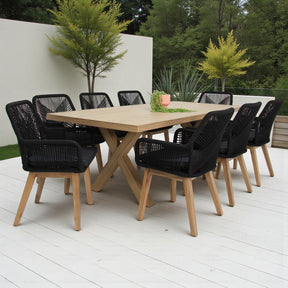 Ravenne Albenga 9pc Dining Setting - Natural/Black