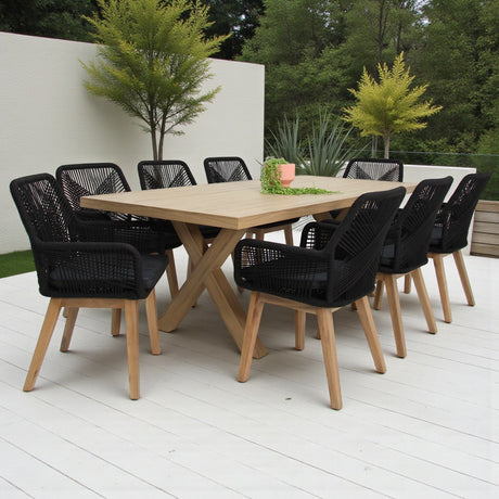 Ravenne Albenga 9pc Dining Setting - Natural/Black