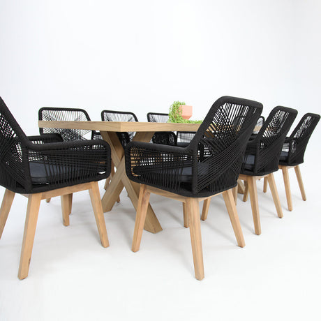 Ravenne Albenga 9pc Dining Setting - Natural/Black
