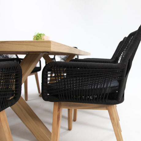 Ravenne Albenga 9pc Dining Setting - Natural/Black