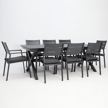 Tyler 11pc Extension Dining Setting - Anthracite