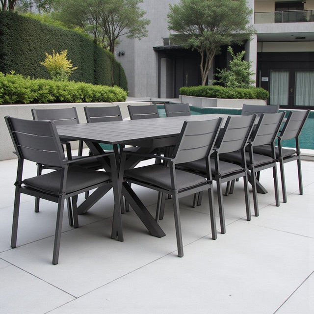 Tyler 11pc Extension Dining Setting - Anthracite