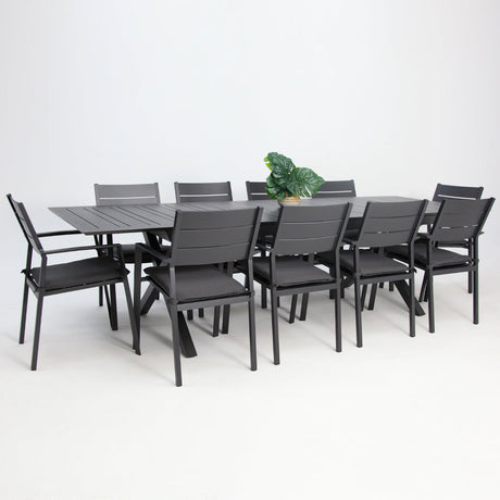 Tyler 11pc Extension Dining Setting - Anthracite