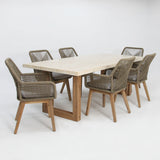 Veltis Albenga 7pc Travertine Dining Setting