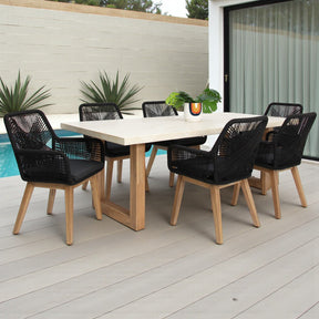 Veltis Albenga 7pc Travertine Dining Setting - Black