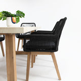 Veltis Albenga 7pc Travertine Dining Setting - Black