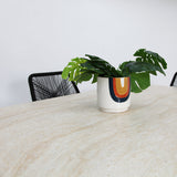 Veltis Albenga 7pc Travertine Dining Setting - Black