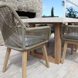 Veltis Albenga 9pc Travertine Dining Setting