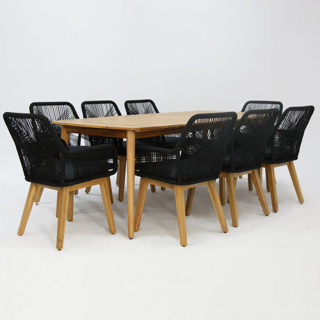 Versailles Albenga 9pc Dining Setting - Black