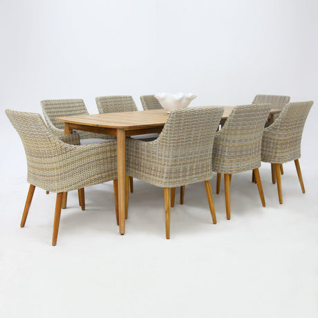 Versailles Faro 9pc Dining Set - White Natural
