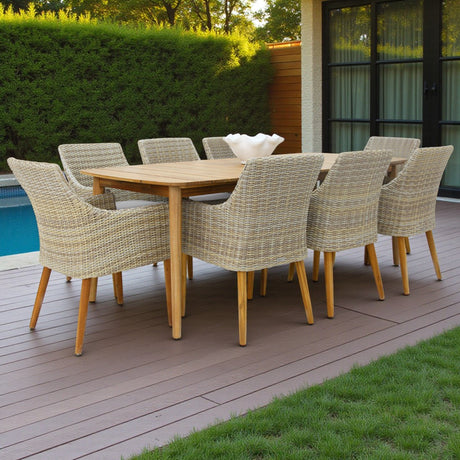 Versailles Faro 9pc Dining Set - White Natural