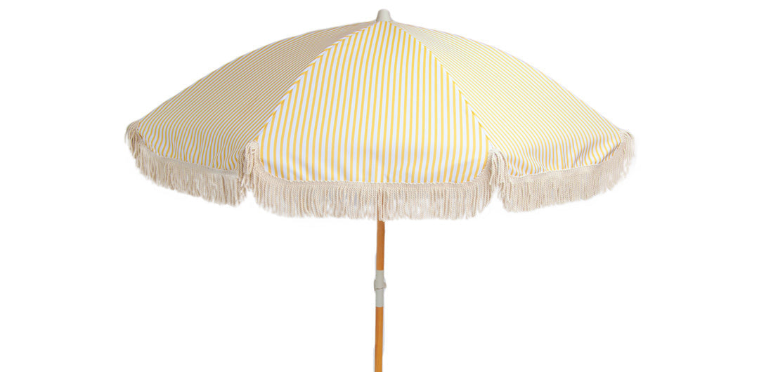 Banana Yellow and White Stripe Beach Umbrella