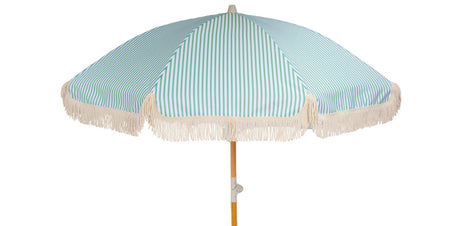 Sage Green and White Stripe Beach Umbrella