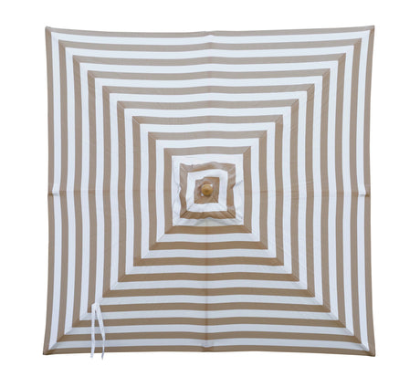 Replacement Canopy for 2m Bamboo Umbrella - Taupe and White Stripe