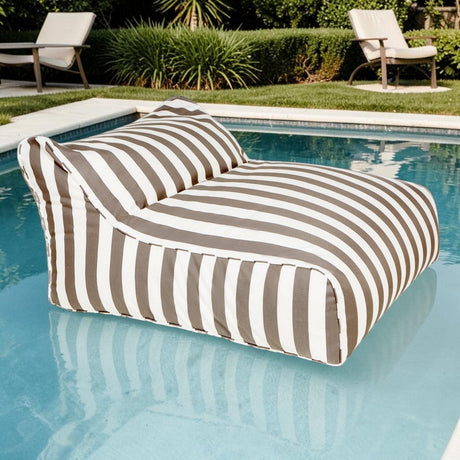 Drift Away Floating Beanbag - Taupe and White Stripe