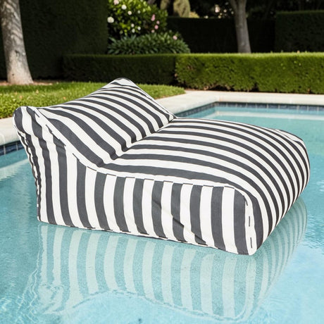 Drift Away Floating Beanbag - Charcoal and White Stripe