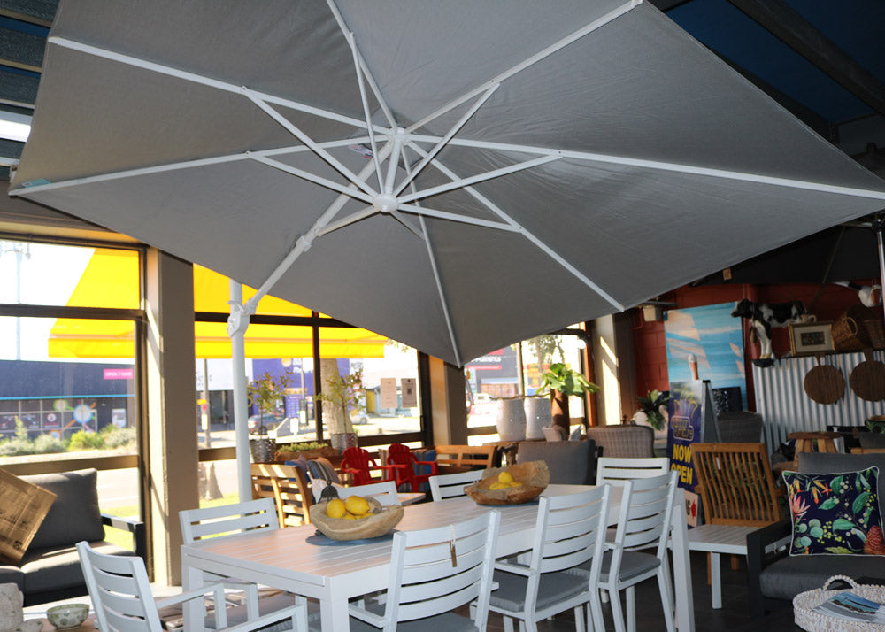 Regis 3m Square Cantilever Umbrella - White Frame