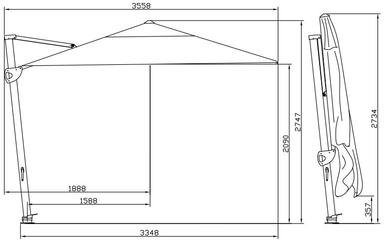 Savannah 3.8m Octagonal Cantilever Umbrella - White Frame