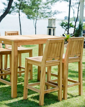 Teak Bar Stool with Backrest Set