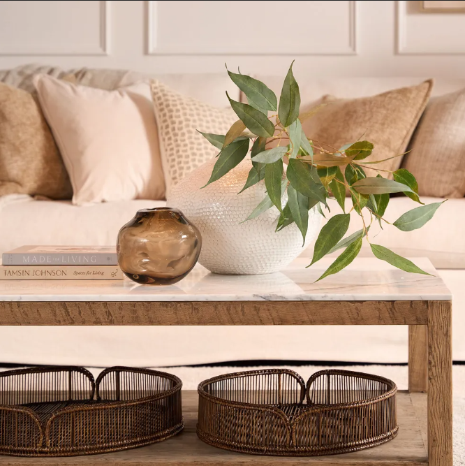 Luca Rattan Round Antique Brown Large