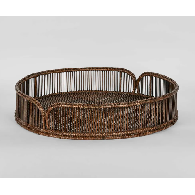Luca Rattan Round Antique Brown Large