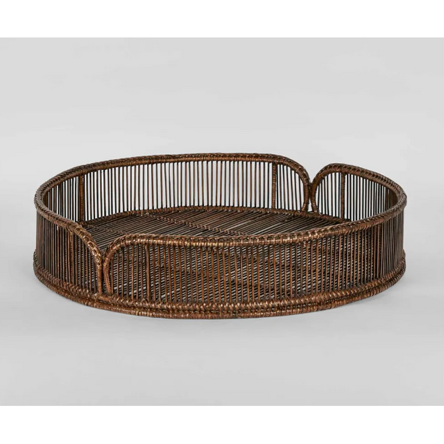 Luca Rattan Round Antique Brown Large