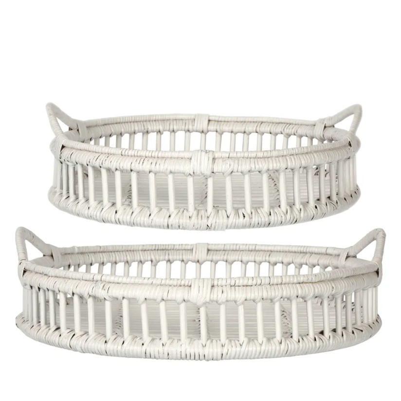 Tray Rattan Bahama White Large