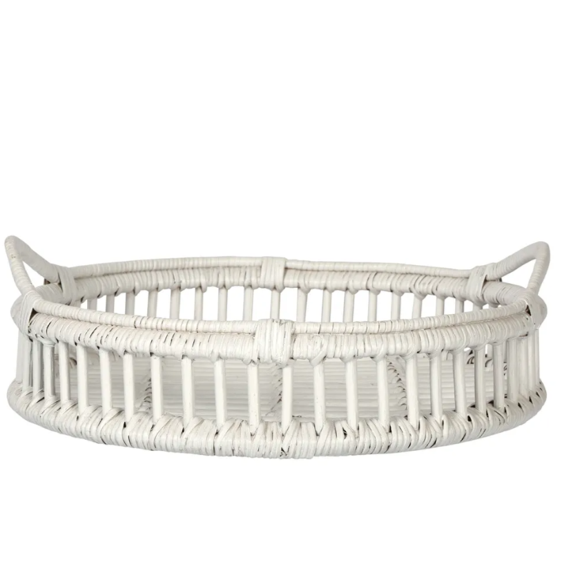 Tray Rattan Bahama White Large