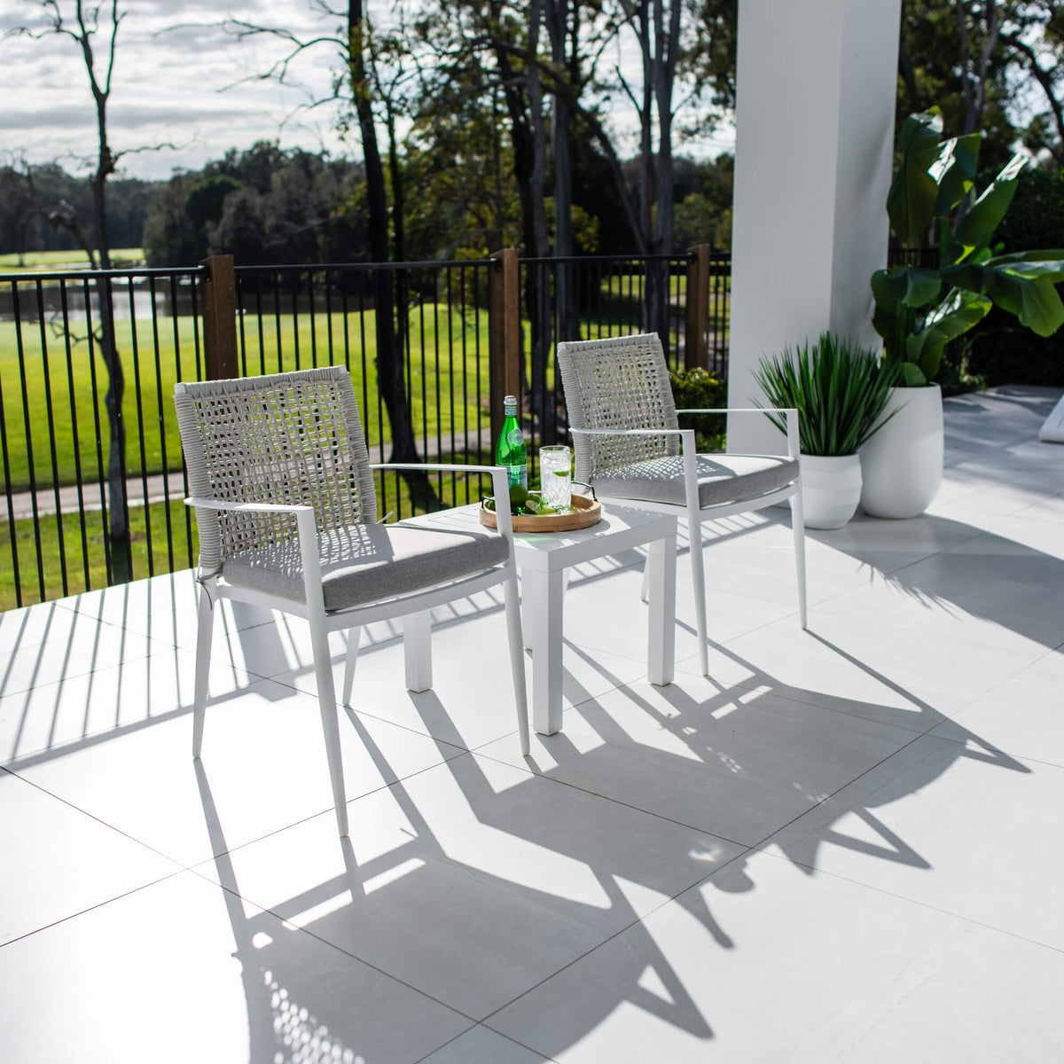 Vienna Rope Slat - 3pce - Outdoor Bistro Set