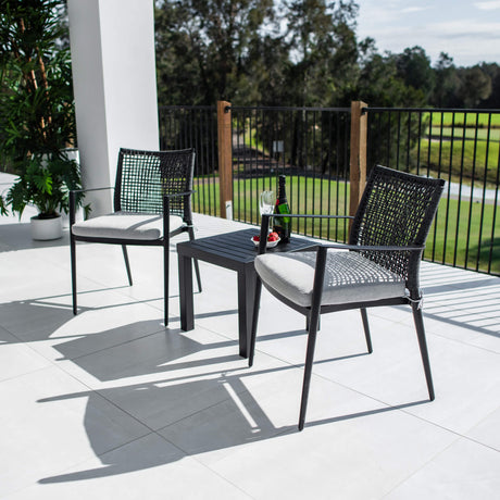 Vienna Rope Slat - 3pce - Outdoor Bistro Set