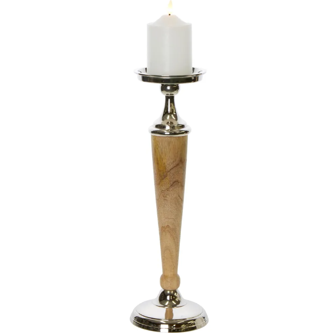 Atlas Aluminium Wooden Candle Holder Large